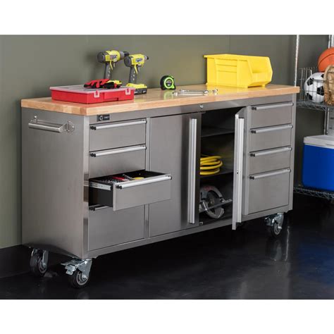 stainless steel workbench with storage